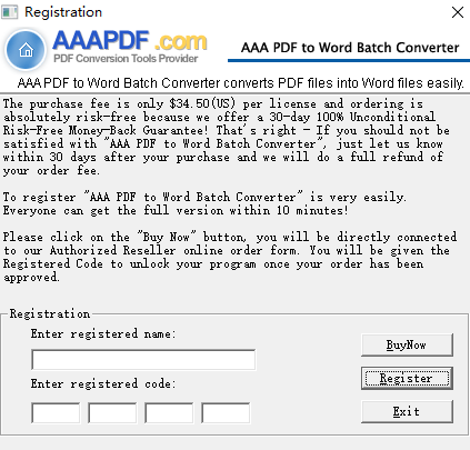 aaa pdf to word batch converter软件