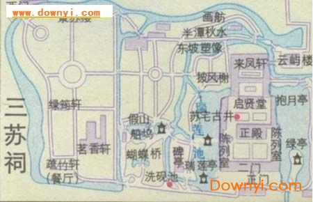 三苏祠旅游地图 眉山三苏祠地图