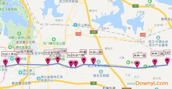 武汉地铁11号线东段站点图