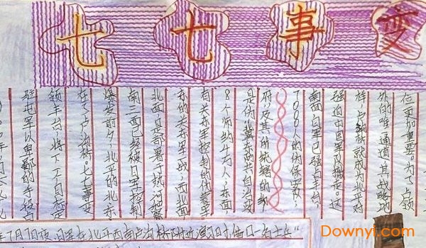 七七事变手抄报模板