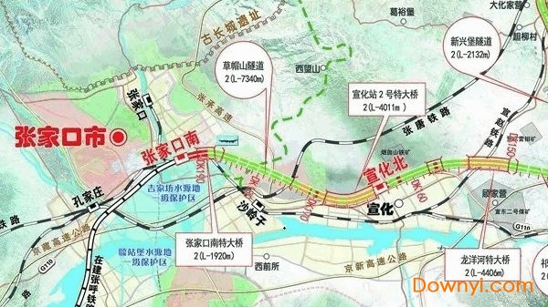 京张高铁路线图可放大版 京张高铁路线图高清版